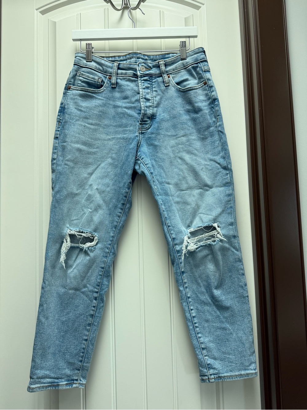 Old Navy Light Blue Slim Straight Distressed Jeans